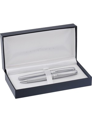 AyrStore Steelpen Truva Serisi 0165DT Desenli Krom Dolma Kalem+Tükenmez Kalem