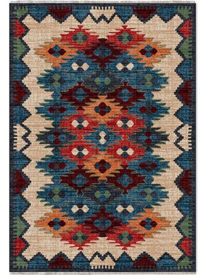 AyrStore Pastelhome Anti-Alerjik Yıkanabilir Kaymaz Şönil Halı Kilim Kendinden Saçaklı Eskitme, Modern