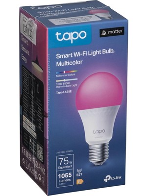 AyrStore Tapo Tp-Link L535E, Matter Wi-Fi LED Akıllı Ampul, Çok Renkli, E27,75W 806 Amazon Alexa ve Google
