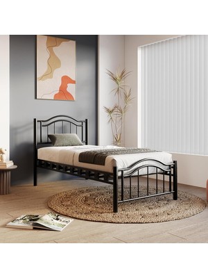 AyrStore Argimo Belinay Ferforje Siyah Metal Karyola (100X200)