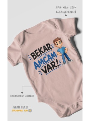 Morivo Kids Bekar Amcam Var! Kısa Kollu Bebek Body %100 Pamuk
