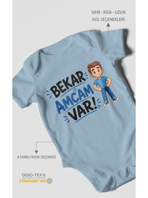 Morivo Kids Bekar Amcam Var! Kısa Kollu Bebek Body %100 Pamuk