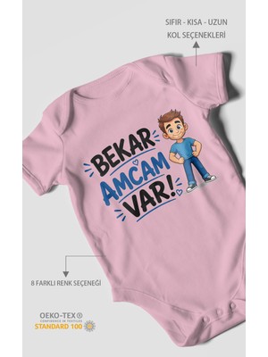 Morivo Kids Bekar Amcam Var! Kısa Kollu Bebek Body %100 Pamuk