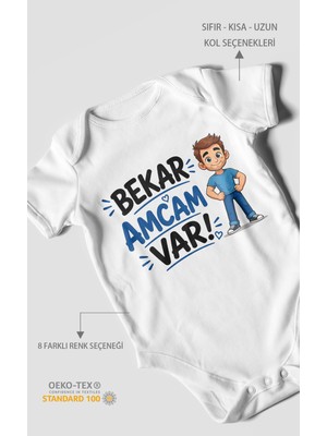 Morivo Kids Bekar Amcam Var! Kısa Kollu Bebek Body %100 Pamuk