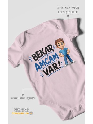 Morivo Kids Bekar Amcam Var! Kısa Kollu Bebek Body %100 Pamuk