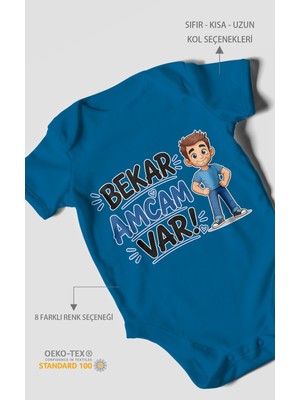 Morivo Kids Bekar Amcam Var! Kısa Kollu Bebek Body %100 Pamuk