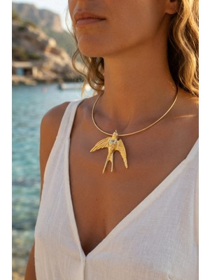 Fantastik Store Kırlangıç Model Gold Renk Choker Kadın Kolye - Lisinya
