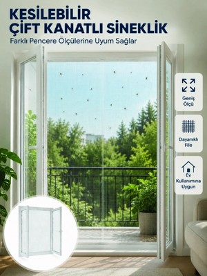 Marsilyan Kesilebilir Çift Kanatlı Pencere Sinekliği Dayanıklı File