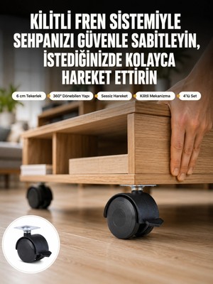 Belle Fusion Mey Ithalat® Sehpa ve Restoran Arabası Için Kilitli Ayak 4’lü