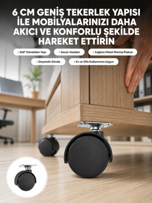 Belle Fusion Mey Ithalat® Kilitsiz 6 cm Tekerlek Ayak Tek Adet