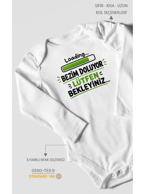 Morivo Kids Bezim Doluyor Lütfen Bekleyiniz Uzun Kollu Bebek Body %100 Pamuk