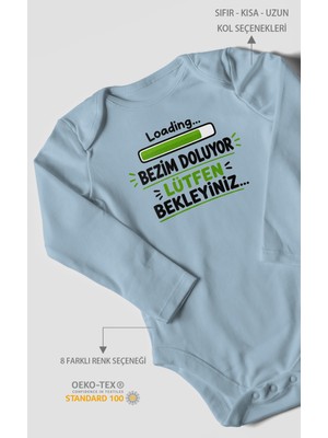 Morivo Kids Bezim Doluyor Lütfen Bekleyiniz Uzun Kollu Bebek Body %100 Pamuk