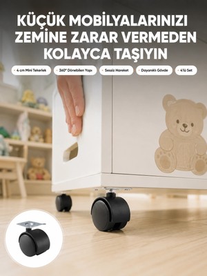 Belle Fusion Mey Ithalat® Sehpa ve Ekipmanlar Için Kilitsiz 4 cm Ayak 4’lü