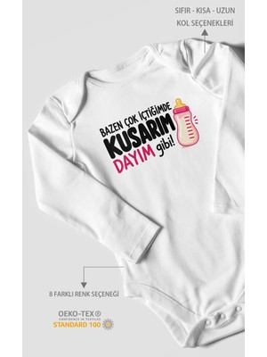 Morivo Kids Dayıya Özel Uzun Kollu Bebek Body %100 Pamuk