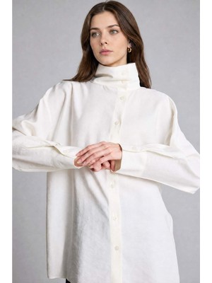 DeFacto Regular Fit Modal Uzun Kollu Ekru Tunik H9044AX26AU