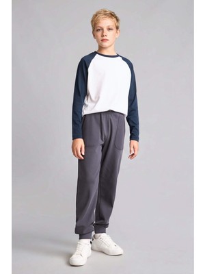 DeFacto %100 Pamuk Jogger Fit Antrasit Eşofman Altı Erkek Çocuk H9233A826AU