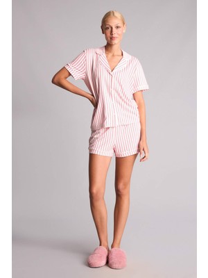 DeFacto Regular Fıt Kısa Kollu 2li Softshell Kırmızı Pijama TAKIMI I3489AX26AU