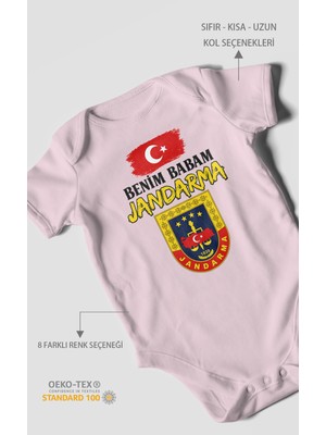 Morivo Kids Benim Babam Jandarma Kısa Kollu Bebek Body %100 Pamuk