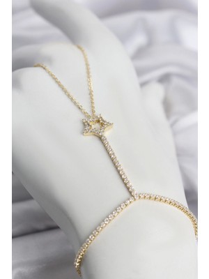 Marsilyan Gold Renk Pirinç Zirkon Taşlı Yıldız Model Şahmeran TJ-SN775