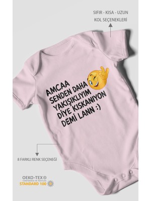 Morivo Kids Amaa Senden Daha Yazılı Kısa Kollu Bebek Body %100 Pamuk