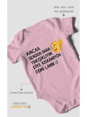 Morivo Kids Amaa Senden Daha Yazılı Kısa Kollu Bebek Body %100 Pamuk