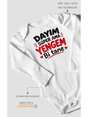 Morivo Kids Dayım Süper Ama Yengem Bi Tane Uzun Kollu Bebek Body %100 Pamuk
