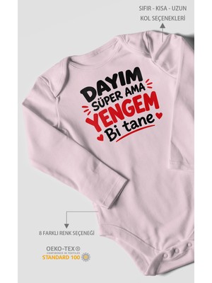 Morivo Kids Dayım Süper Ama Yengem Bi Tane Uzun Kollu Bebek Body %100 Pamuk