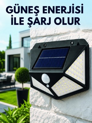 Marsilyan Sensörlü Solar Bahçe Lambası Geniş Açılı LED Aydınlatmalı Balkon Garaj ve Bahçe Işığı
