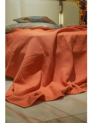 Sofline Premium %100 Pamuk Çift Kişilik Yazlık Pike, Yatak Örtüsü,terletmez Kumaş(PUDRA RENK) (240X200CM)