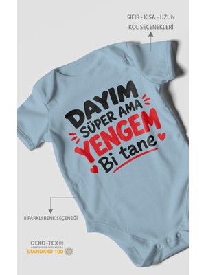 Morivo Kids Dayım Süper Ama Yengem Bi Tane Kısa Kollu Bebek Body %100 Pamuk