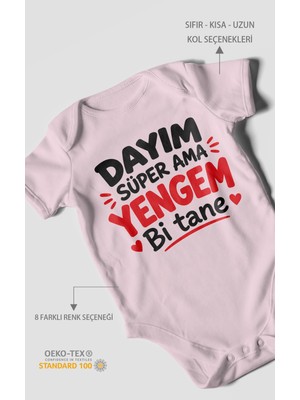 Morivo Kids Dayım Süper Ama Yengem Bi Tane Kısa Kollu Bebek Body %100 Pamuk