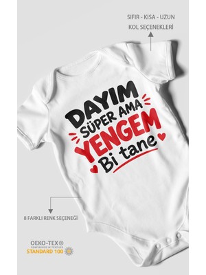 Morivo Kids Dayım Süper Ama Yengem Bi Tane Kısa Kollu Bebek Body %100 Pamuk