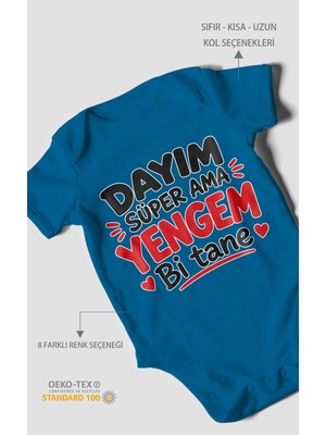 Morivo Kids Dayım Süper Ama Yengem Bi Tane Kısa Kollu Bebek Body %100 Pamuk