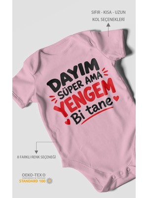 Morivo Kids Dayım Süper Ama Yengem Bi Tane Kısa Kollu Bebek Body %100 Pamuk