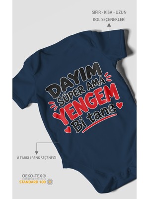 Morivo Kids Dayım Süper Ama Yengem Bi Tane Kısa Kollu Bebek Body %100 Pamuk
