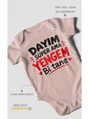 Morivo Kids Dayım Süper Ama Yengem Bi Tane Kısa Kollu Bebek Body %100 Pamuk