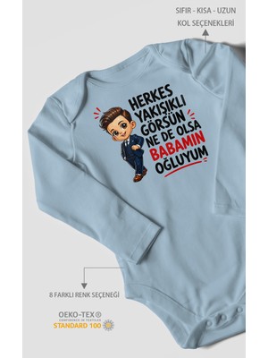 Morivo Kids Babaya Özel Uzun Kollu Bebek Body %100 Pamuk