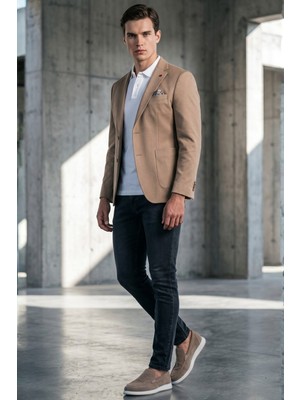 İmza Camel 6 Drop Slim Fit Pamuklu Ceket 1002260126