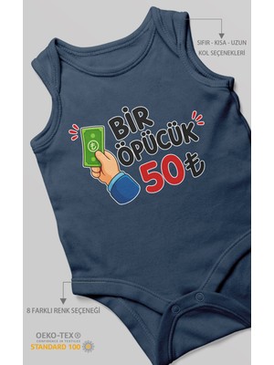 Morivo Kids Bir Öpücük 50TL Sıfır Kollu Bebek Zıbını %100 Pamuk