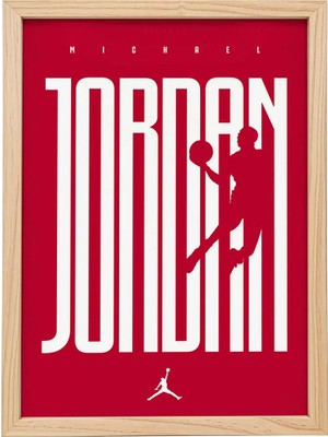 Kaynock Michael Jordan Silüet, Chicago Bulls, Basketbol, Nba Poster Tablo Ahşap Çerçeve