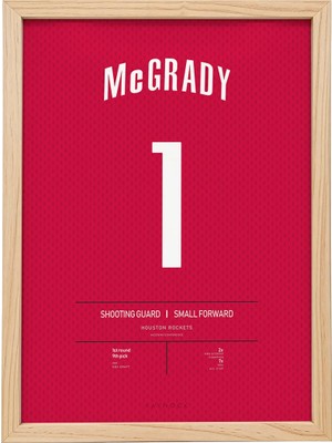 Kaynock Tracy Mcgrady, Houston Rockets, Basketbol, Nba Poster Tablo Ahşap Çerçeve