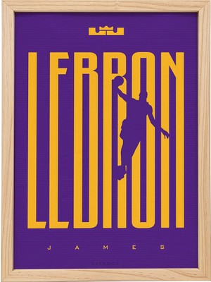 Kaynock Lebron James Silüet, Los Angeles Lakers, Basketbol, Nba Poster Tablo Ahşap Çerçeve