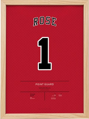 Kaynock Derrick Rose, Chicago Bulls, Basketbol, Nba Poster Tablo Ahşap Çerçeve