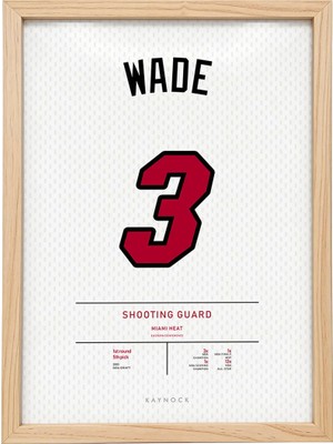 Kaynock Dwyane Wade Jersey, Miami Heat, Lebron James, Nba, Basketbol, Poster Tablo Ahşap Çerçeve