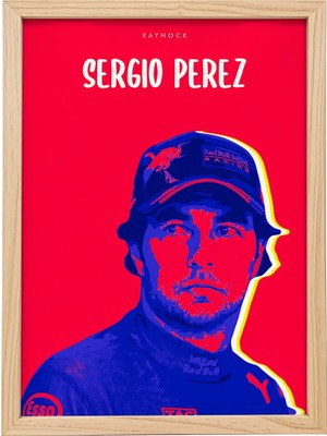Kaynock Sergio Perez, Red Bull, Formula 1 Poster Tablo Ahşap Çerçeve
