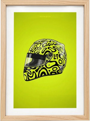 Kaynock Lando Norris Kask, Formula 1, F1, Poster Tablo Ahşap Çerçeve