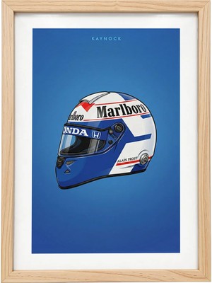 Kaynock Alain Prost Kask, Formula 1, F1, Poster Tablo Ahşap Çerçeve