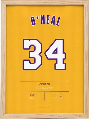 Kaynock Shaquille O'neal, Los Angeles Lakers, Basketbol, Nba Poster Tablo Ahşap Çerçeve