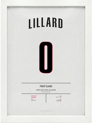 Kaynock Damian Lillard, Portland Trail Blazers, Basketbol, Nba Poster Tablo Beyaz Çerçeve