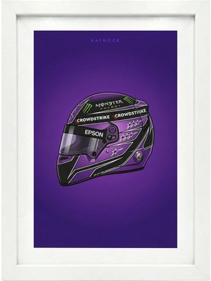 Kaynock Lewis Hamilton Kask, Formula 1, F1, Poster Tablo Beyaz Çerçeve